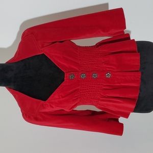 Anthropologie Elevenses Red Velvet Blazer Sz 6